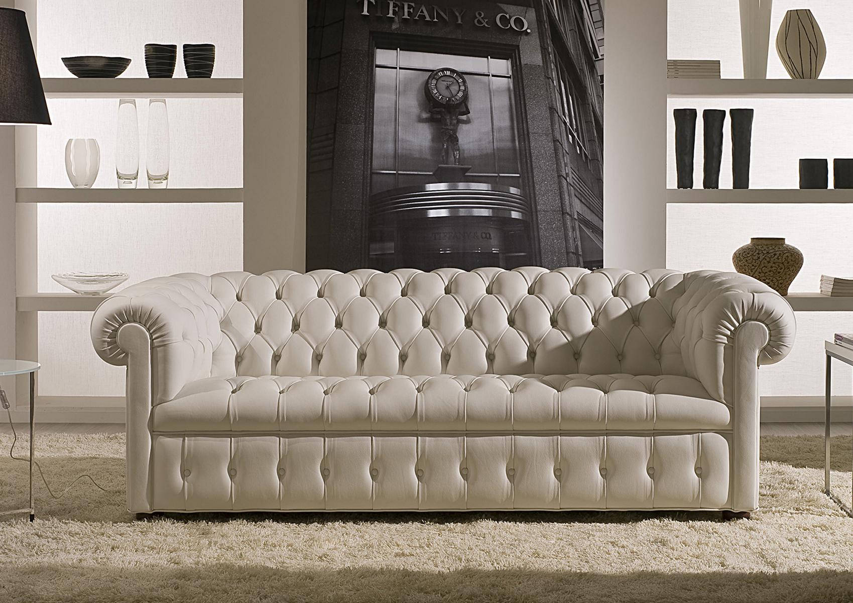 Chesterfield Couch Upholstered Leather Sofa 3-Seater Classic Couches Berto White New