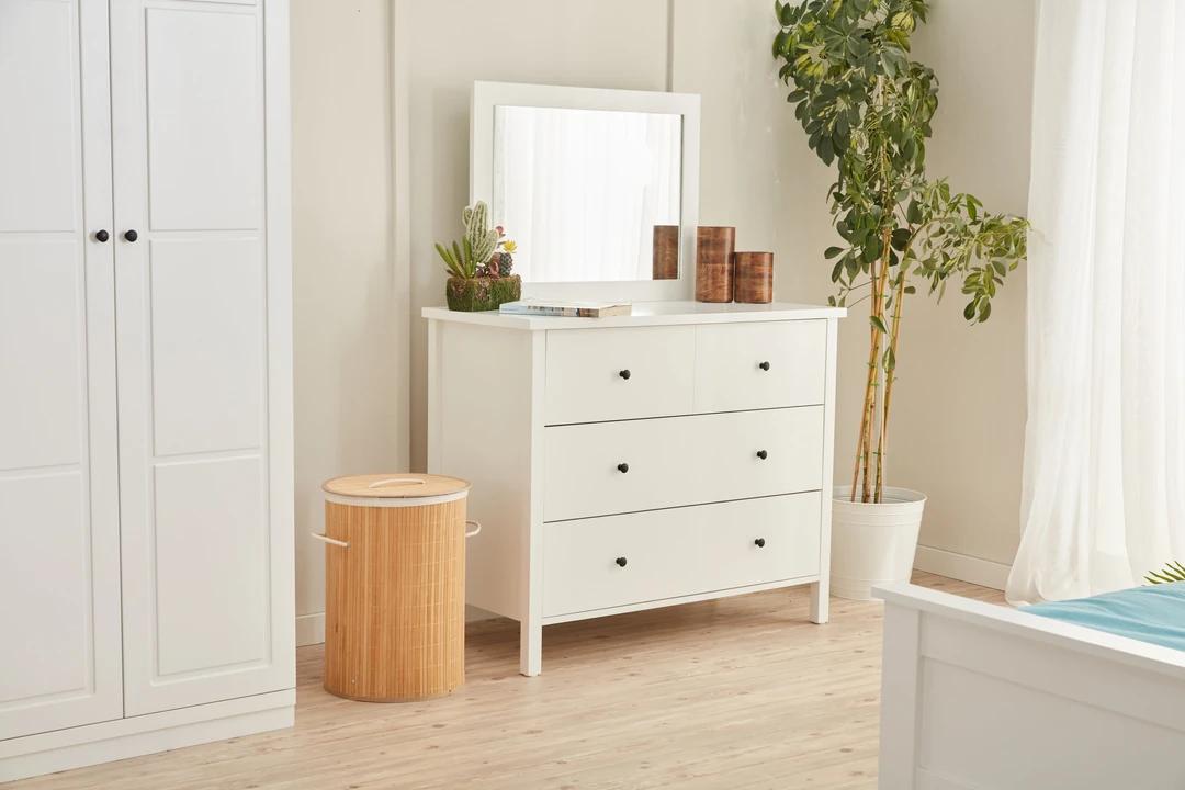White Bedroom Chest of Drawers with Mirror Luxury Furniture Modern Design