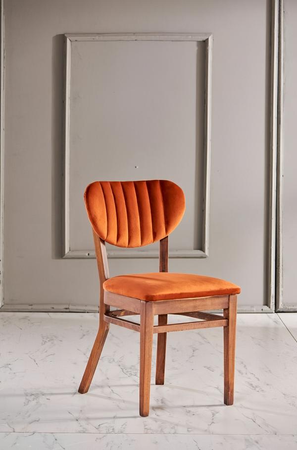 High-quality wood orange armchair set dining room upholstered luxury chair