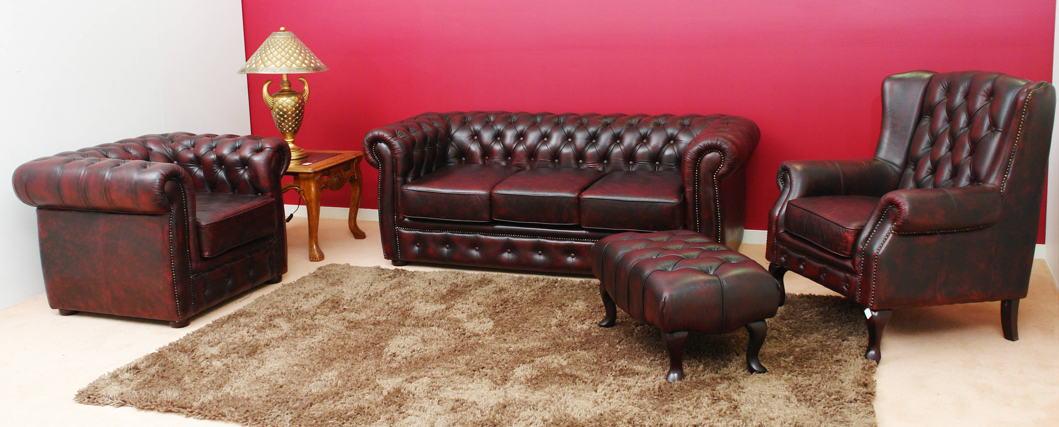 Leather sofa set Chesterfield 3+1 + armchair ottoman sofa couch new