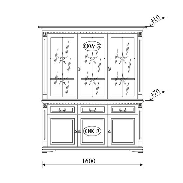 Classic showcase display cabinet vitrines glass cabinet cupboard colonial new OK3