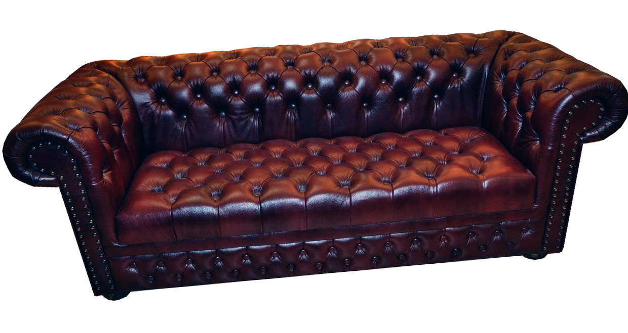 CHESTERFIELD SOFA COUCH LEATHER SOFA 3-SEATER UPHOLSTERY SET WILLIAM III