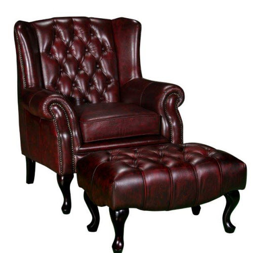 Chesterfield armchair + ottoman chair couch upholstery set leather textile 16101330