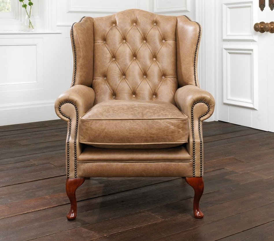 Chesterfield Armchair 1 Seater Upholstered 100% Full Leather Wing Chair Sofa 161013-26