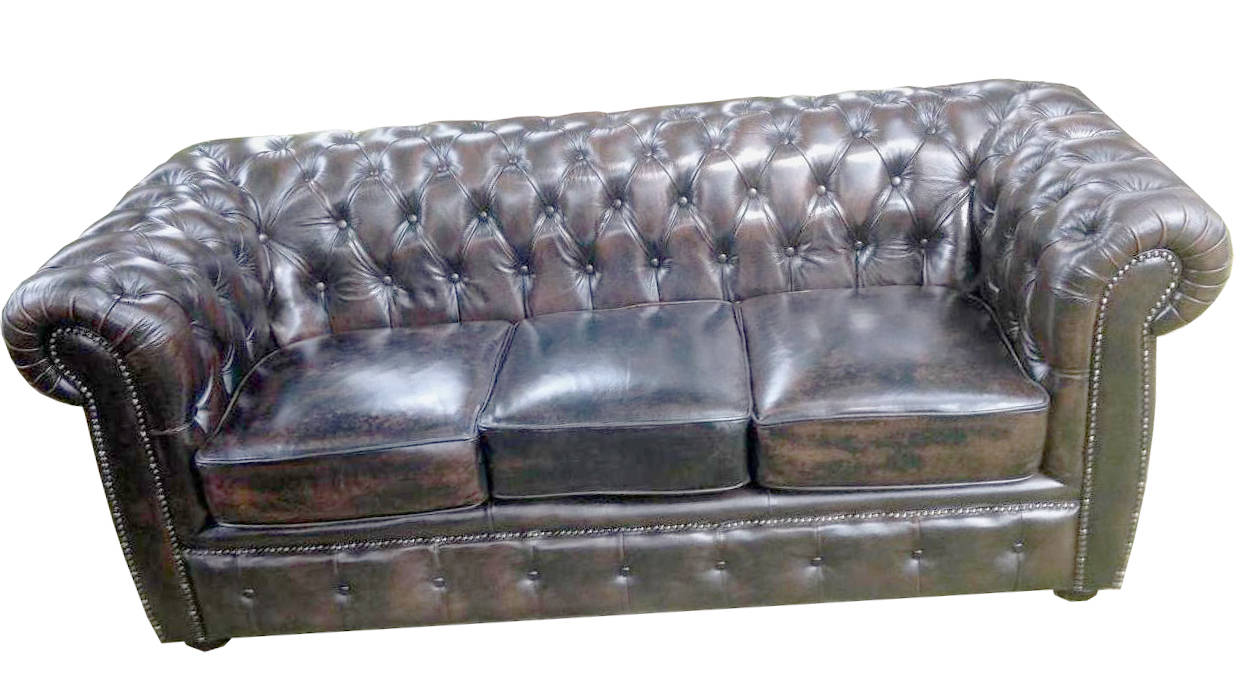 CHESTERFIELD SOFA 3-SEATER LEATHER SOFA COUCH UPHOLSTERY SET TROBAY NEW