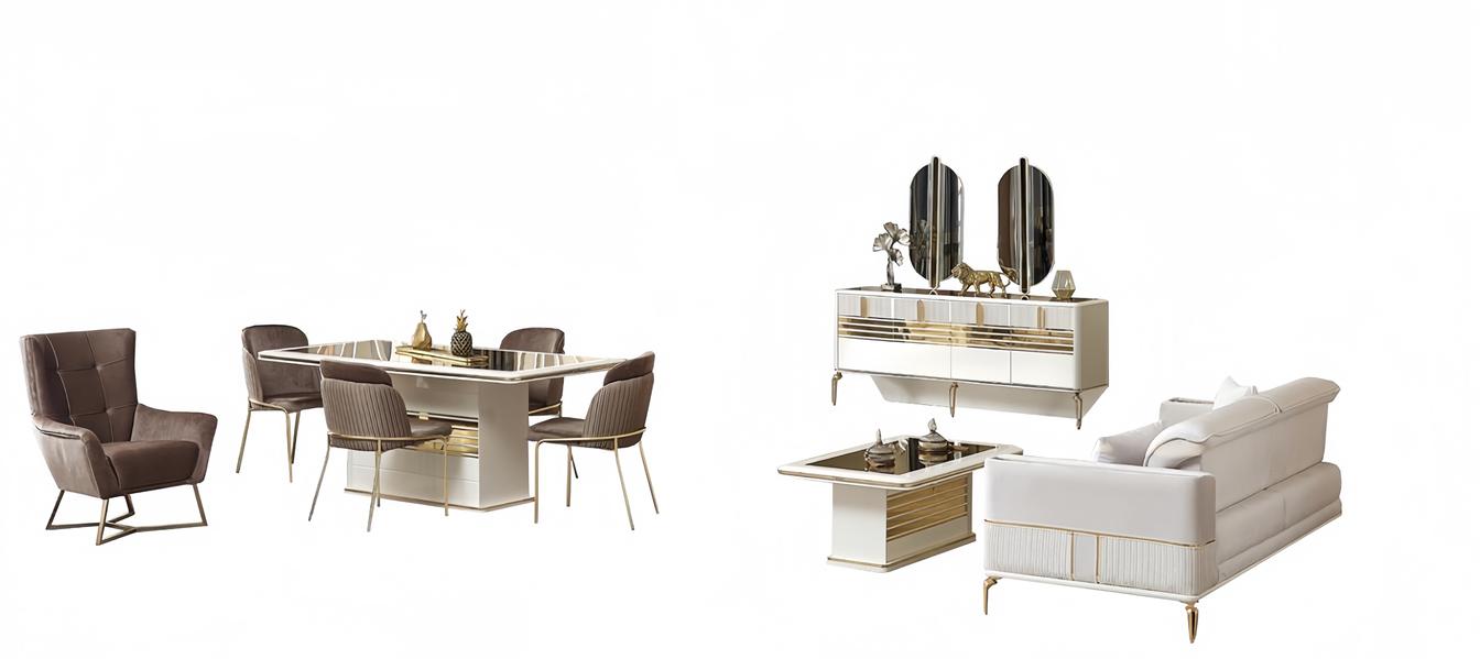 Luxury dining room living room furniture complete set 10-piece furniture set