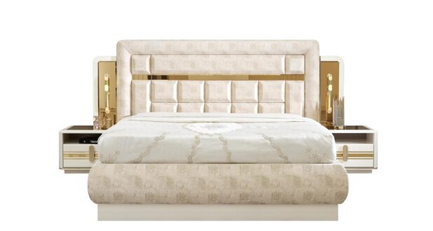 Bedroom furniture set bed 2x nightstands upholstered bed guest room 3-piece