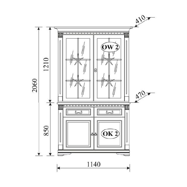 Classic display cabinet display case glass cabinet cupboard colonial new OK2