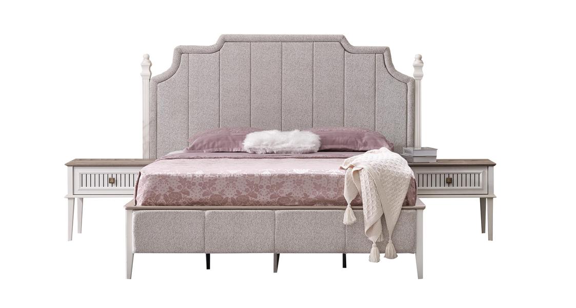 Bedroom furniture set bed 2 nightstands guest room upholstered bed 3 pcs