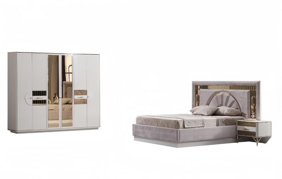 Bedroom complete set 4 pcs. Set includes bed, 2 nightstands, wardrobe.
