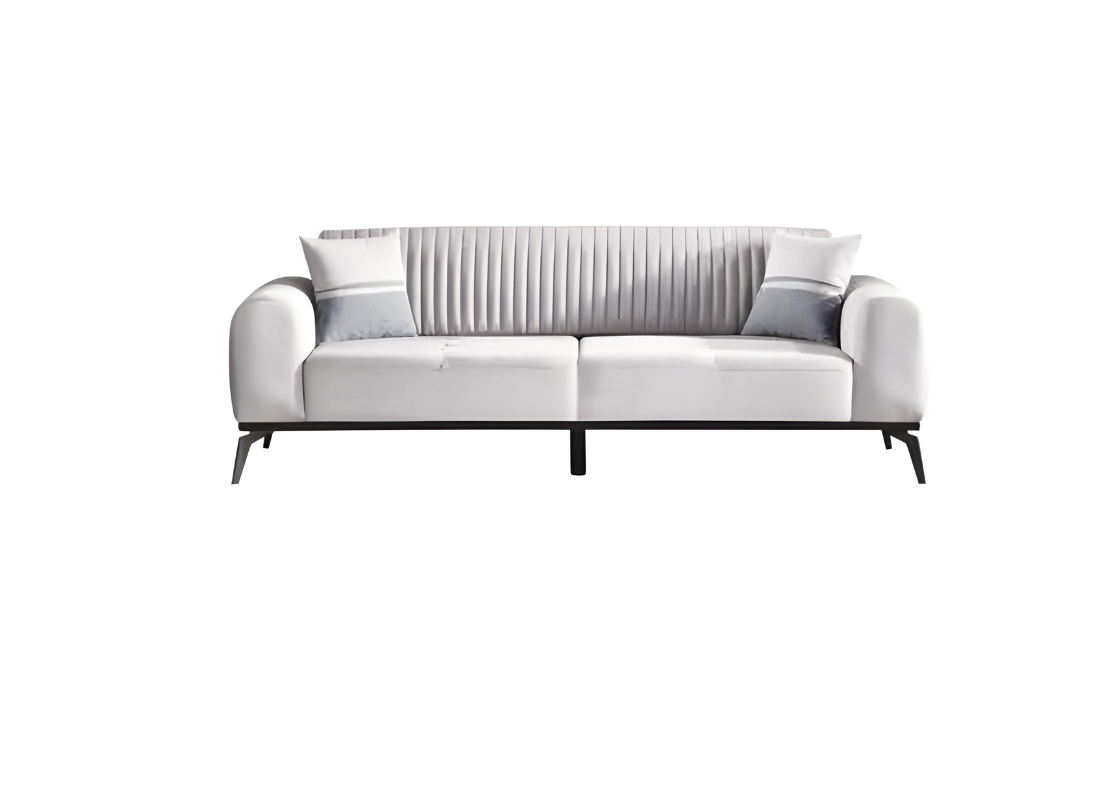 Modern Design Upholstered Gray Seat Couch 3-Seater Sofa Sofas Fabric Textile