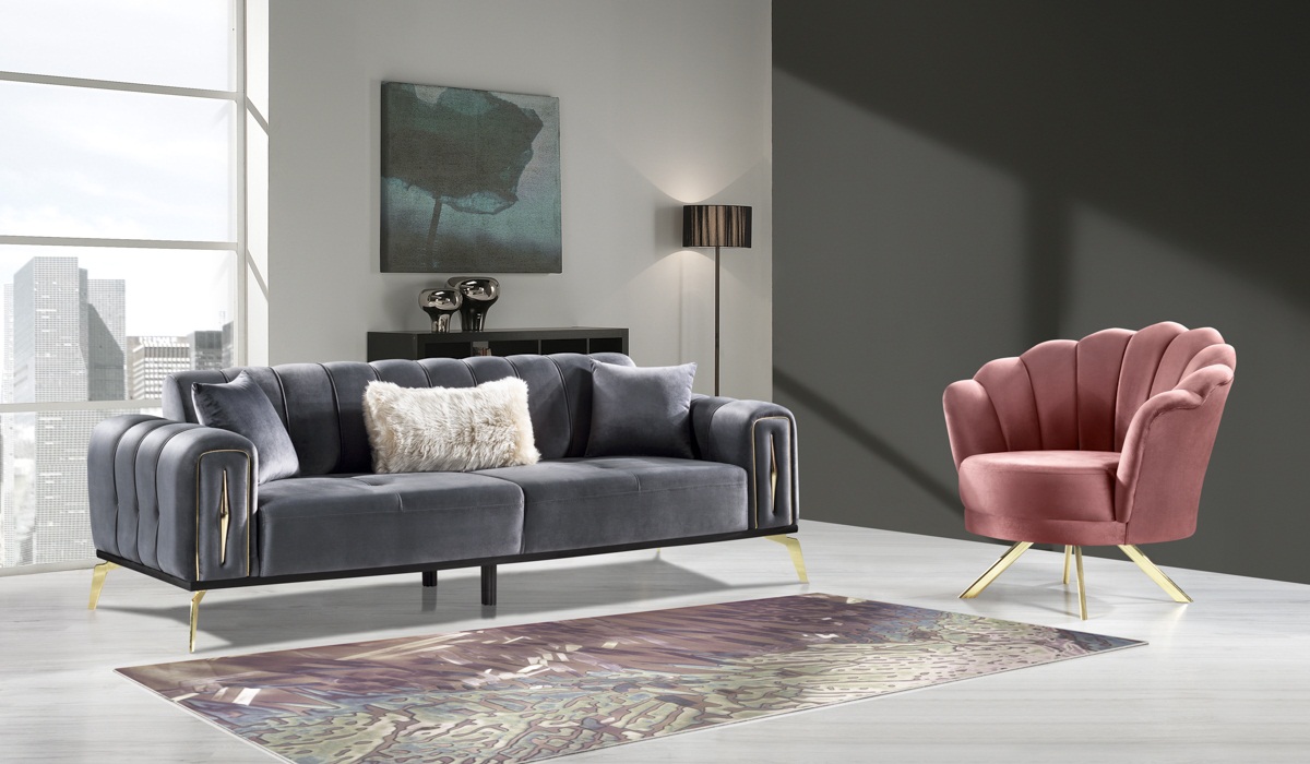 Living room set 2-piece 3-seater sofa armchair textile 3+1 sofa furniture modern