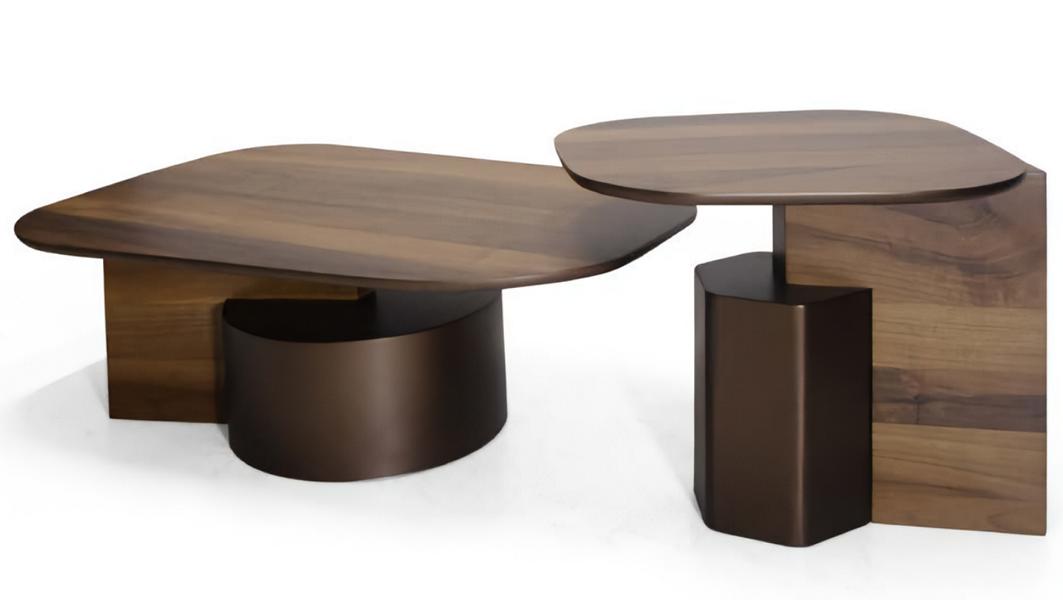 Modern coffee table set living room luxury furniture 2x wooden side tables