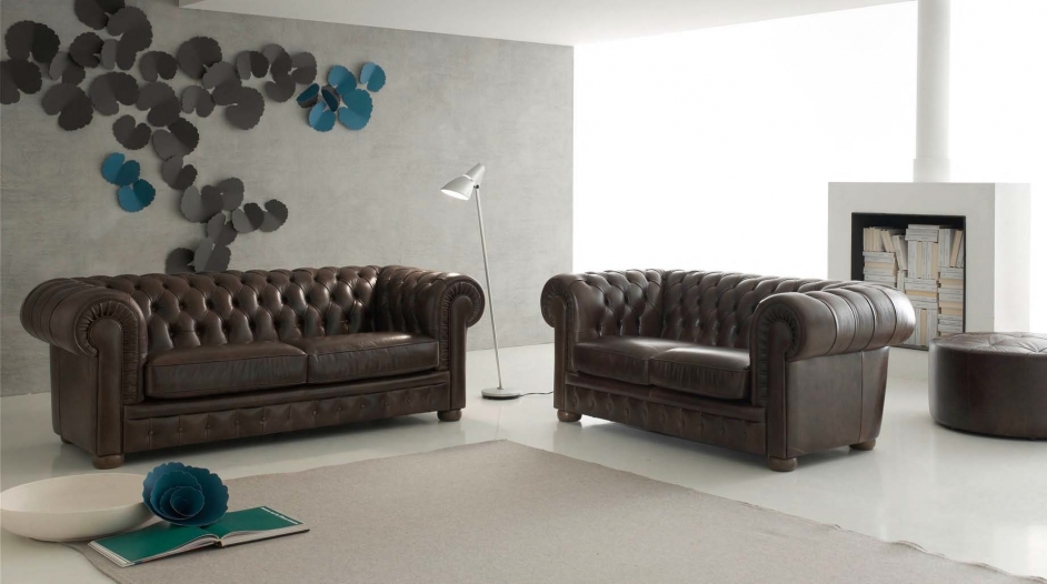 Chesterfield sofa set 3+2 seater sofa couch upholstered leather Schaffhausen new