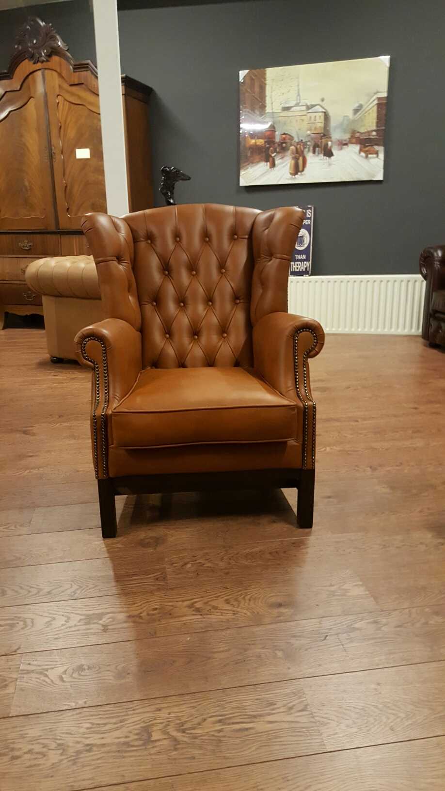 Chesterfield armchair upholstered chair TV office couch 100% genuine leather