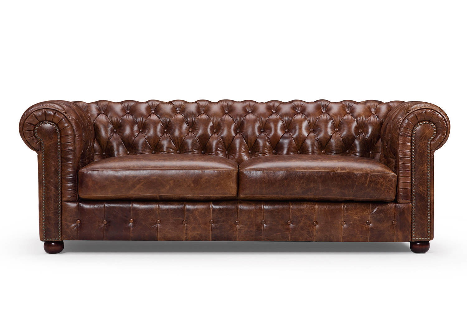 Chesterfield Sofa Couch 3 Seat Upholstered Set Leather Sofa Old Style Full Leather