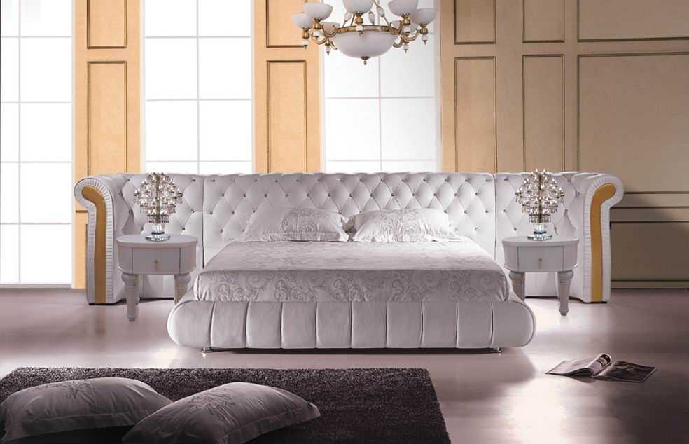 Chesterfield Double Bed Designer Upholstered Double Marriage Bed Beds XXL Leather S-9056