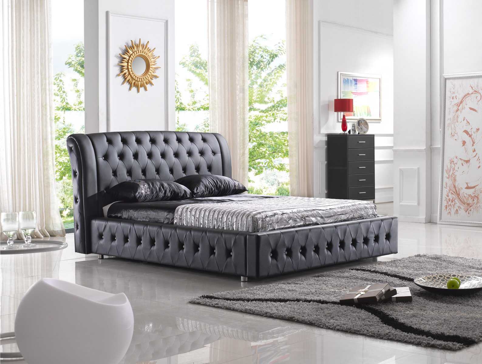 Cushion double marriage beds modern designer bed leather textile XXL sleep S-9270