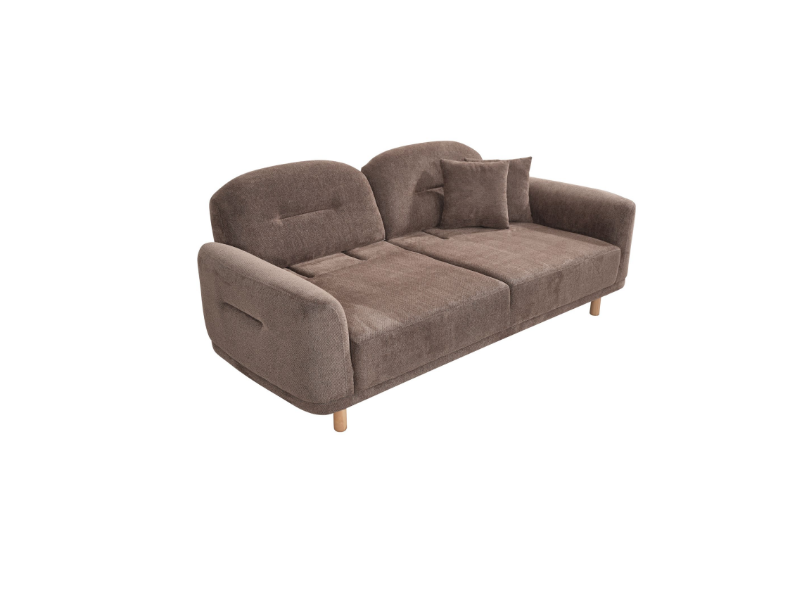 3-seater sofa upholstered brown fabric seating design couch modern textile