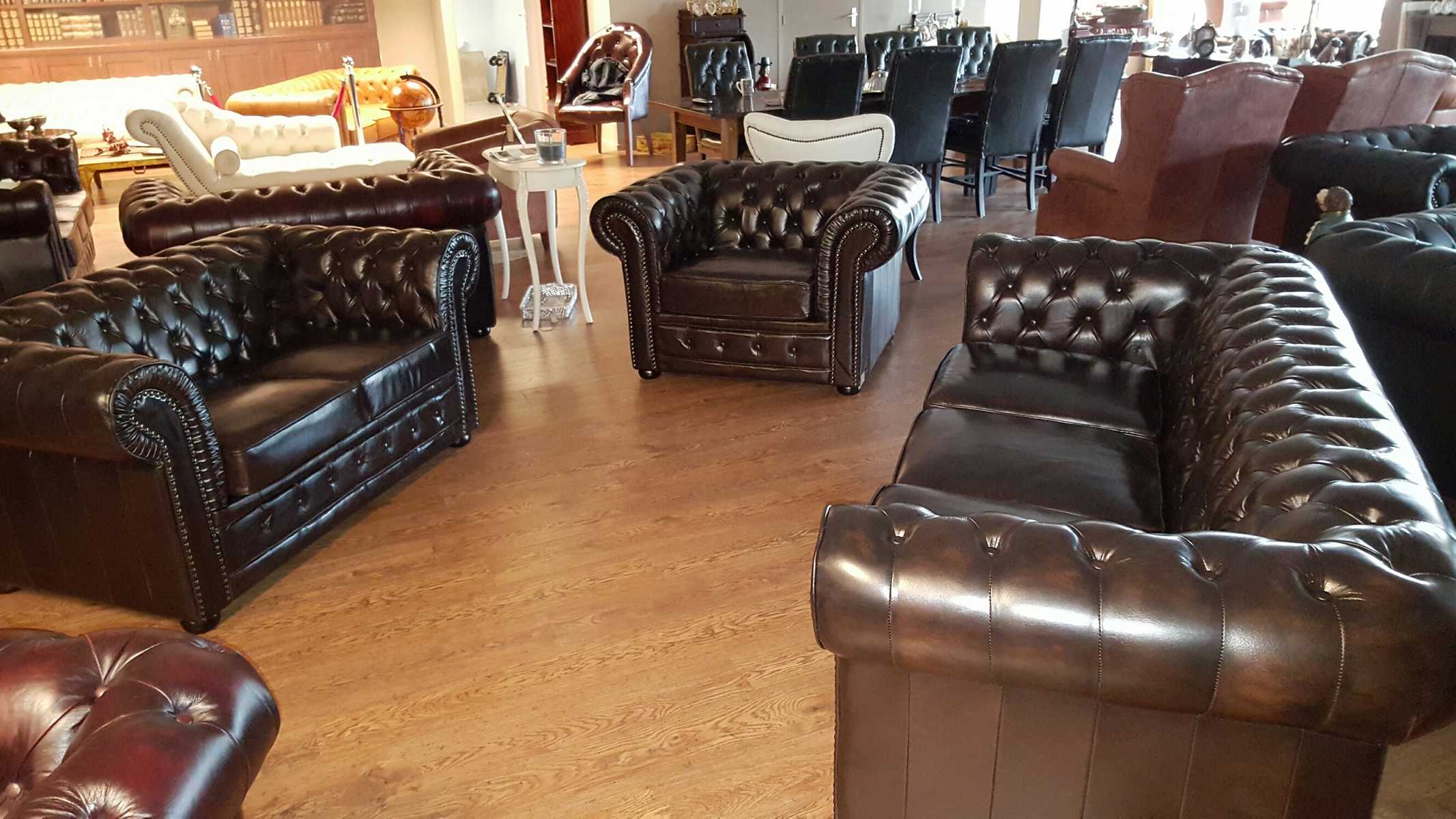 Classic Leather Chesterfield Sofa Set Sofa Group Sofa Couch Leather New