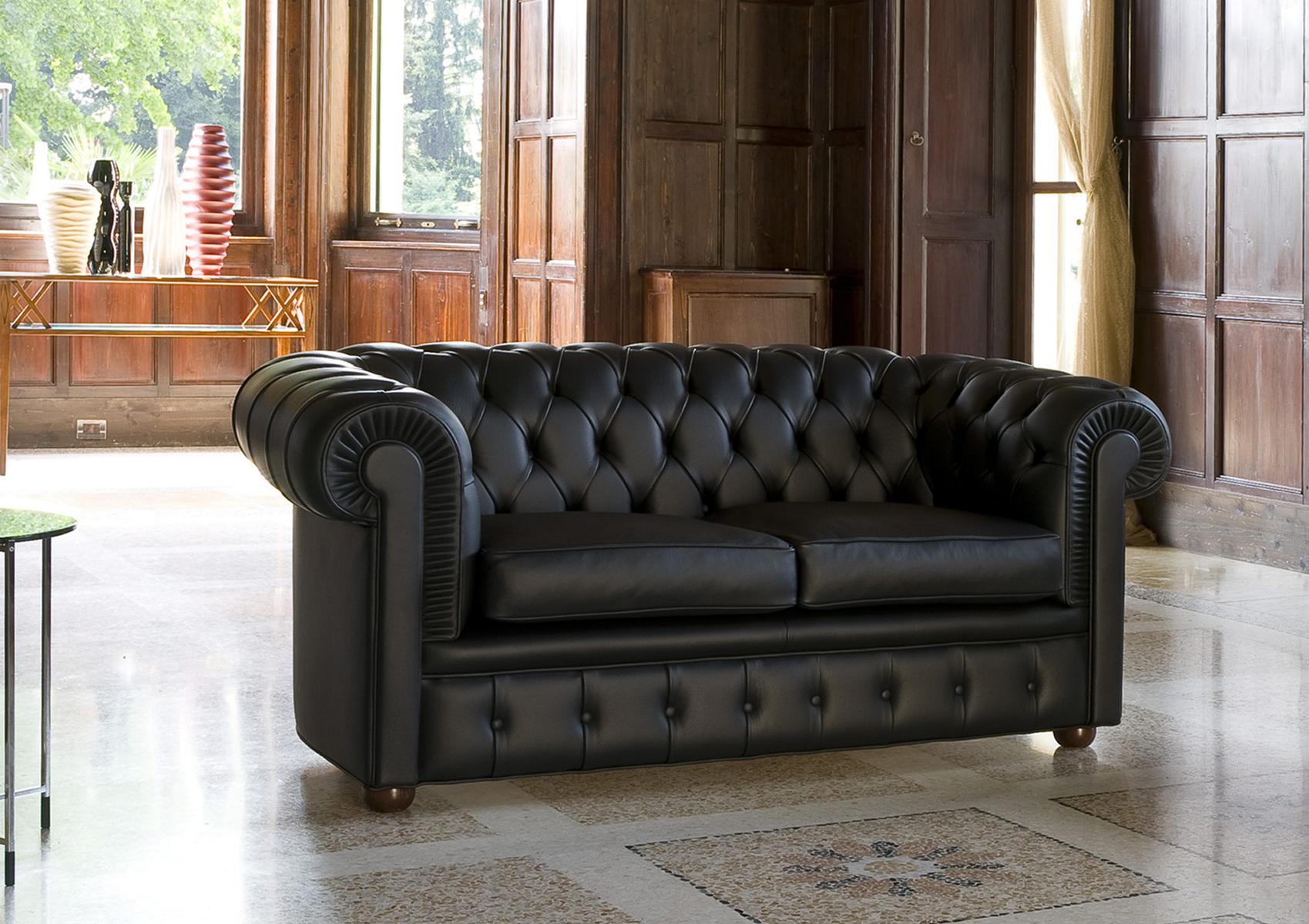 Chesterfield Sofa Couch Upholstered Sofas Classic 2-Seater Leather Sheep Leather