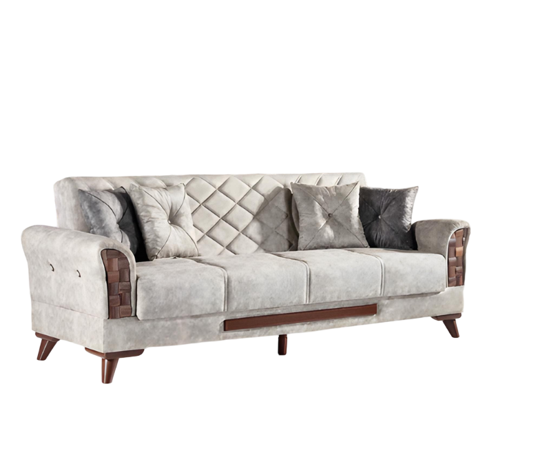 Luxury 3-Seater Sofa Living Room Furniture Elegant Sofas 225cm Fabric Beige