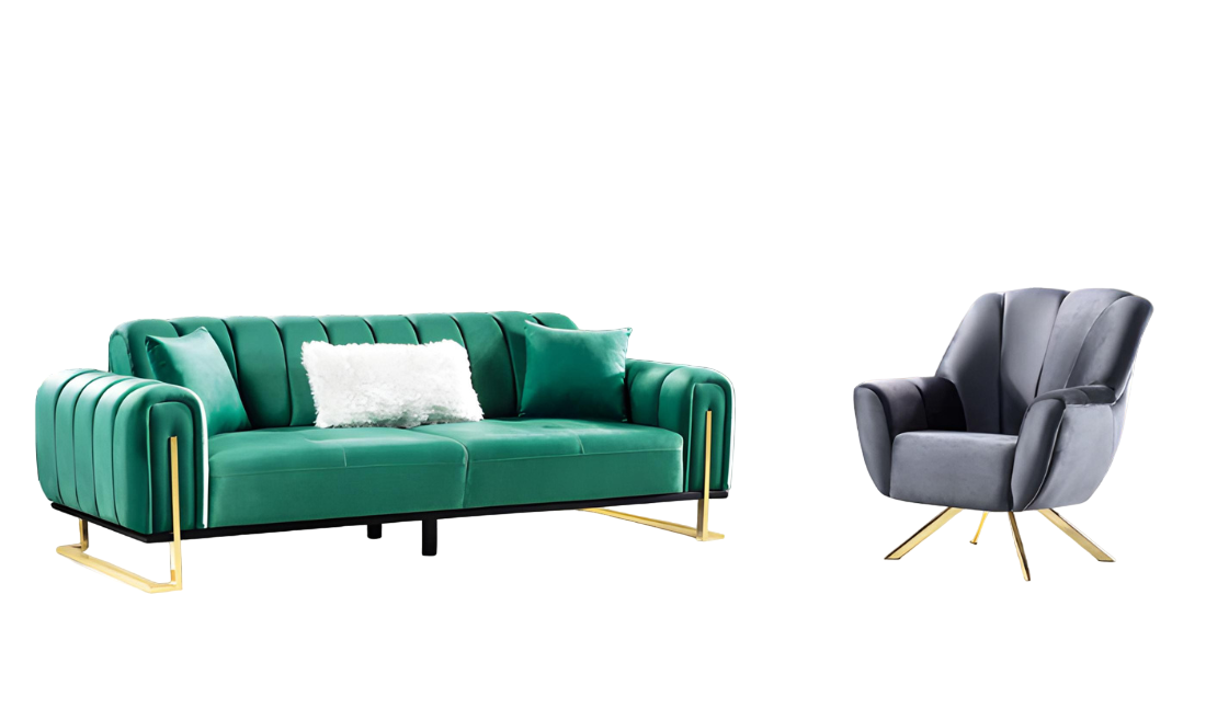 Set of sofa furniture, luxury complete couch set, sofa with 3 seats and 1 armchair.