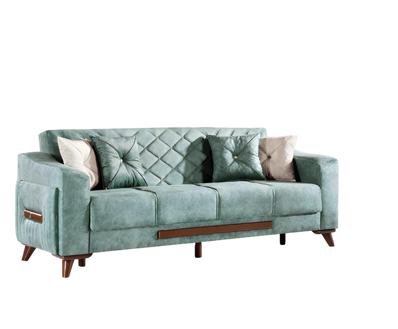 Textile Sofa 3-Seater Upholstered Sofas Design Couch Furniture Three-Seater Turquoise