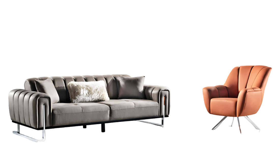 Modern Living Room Set Sofa 3-Seater Armchair Textile Armchair Living Room New