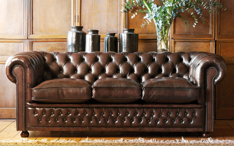 100% Genuine Leather Antique Chesterfield 3-Seater Leather Sofa Couch Upholstery jvmoebel