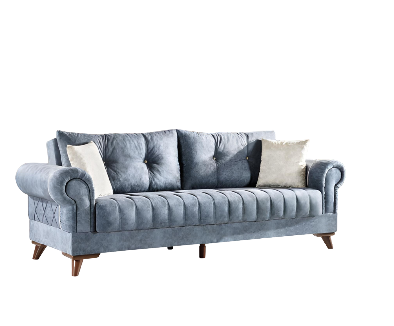 Modern Design Upholstered Gray Seat Couch 3-Seater Sofa Sofas Textile Fabric