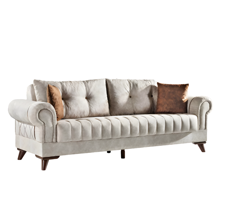 Textile Sofa 3-Seater Upholstered Sofas Design Couch Furniture Three-Seat Couches