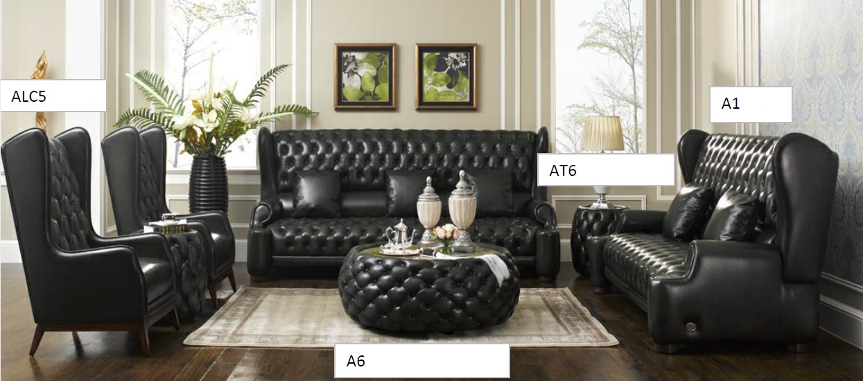 Chesterfield Sofa set leather sofa couch seating upholstery set 3+2+1+1 A39