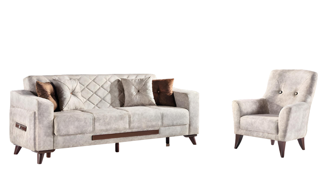 Sofa set 3+1 seating set sofas armchairs wood textile couch sofa