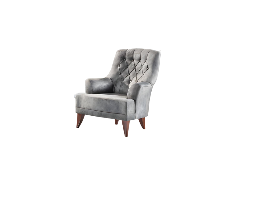 Design Armchair 1 Seater Luxury Relax Textile Gray Armchair in Living Room Club Lounge