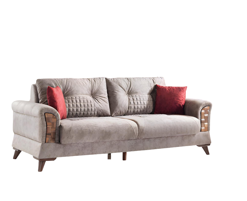 3-Seater Sofa Textile Three-Seater Seating Upholstery Design Living Room Modern Gray