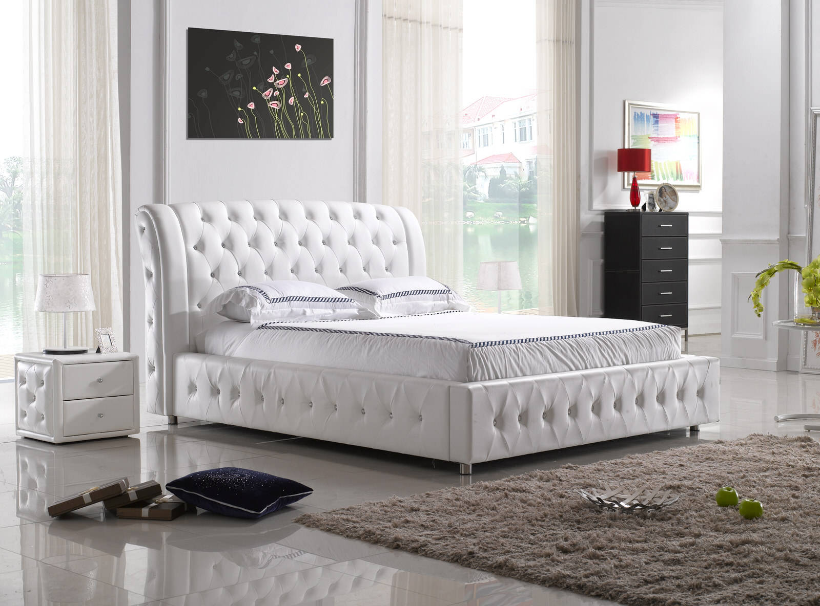 Upholstered bed, marriage bed, leather bed, designer bed, double bed, bed frame S-9270.
