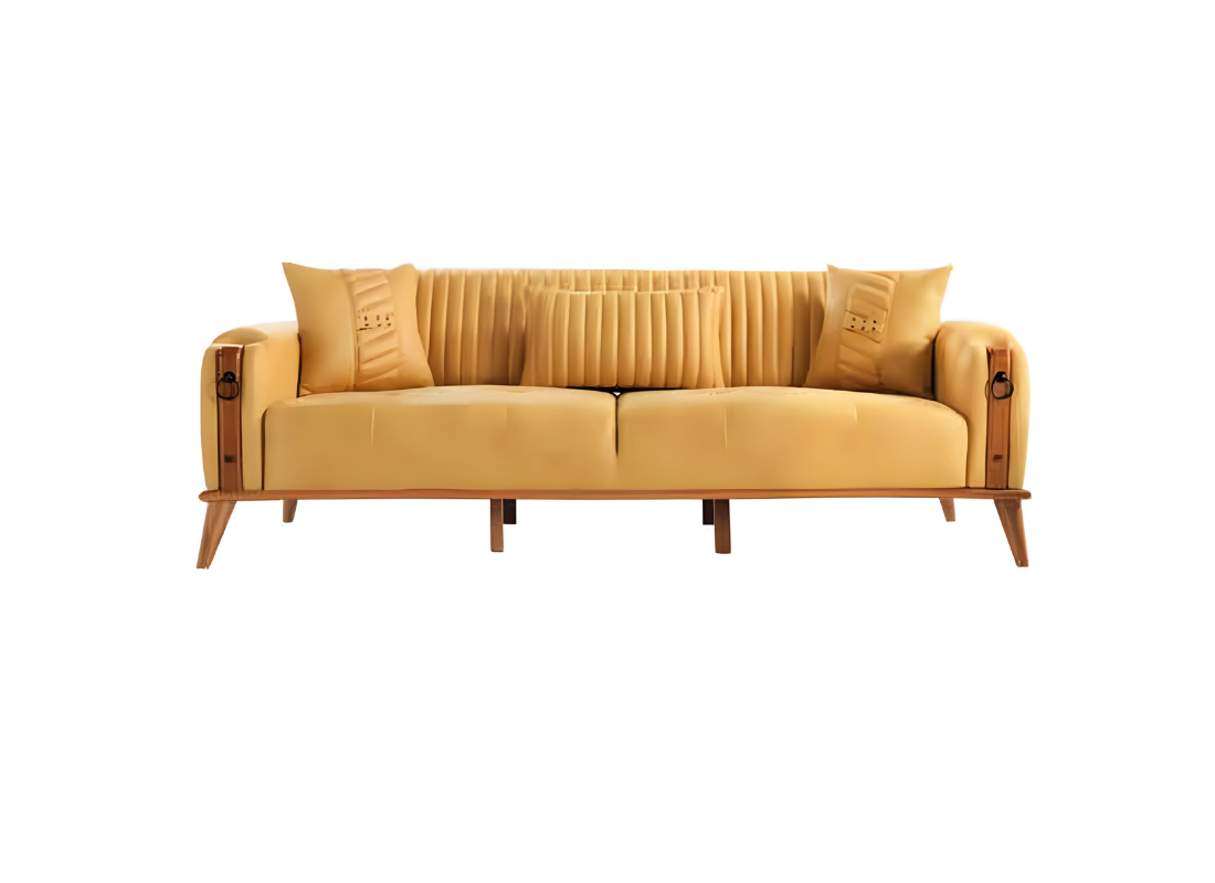 Stylish 3-seater sofa exclusive couch yellow luxury furniture sofas living room