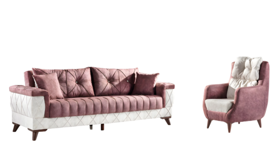 Sofa set 3+1 seating set sofas armchairs wooden textile couch set