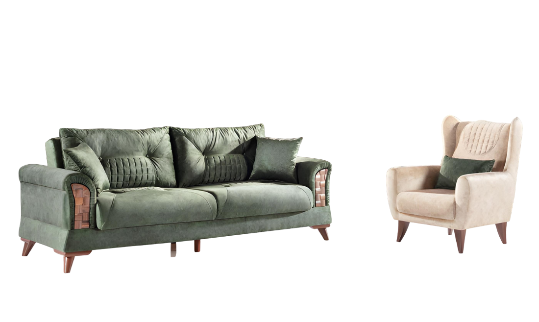 Luxury 2-piece Living Room Set Sofa 3-seater Armchair Modern Design Couch