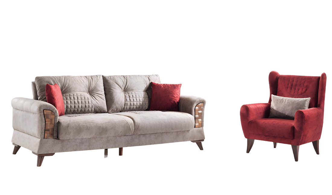 Designer living room set 3-seater sofa and armchair 2-piece new