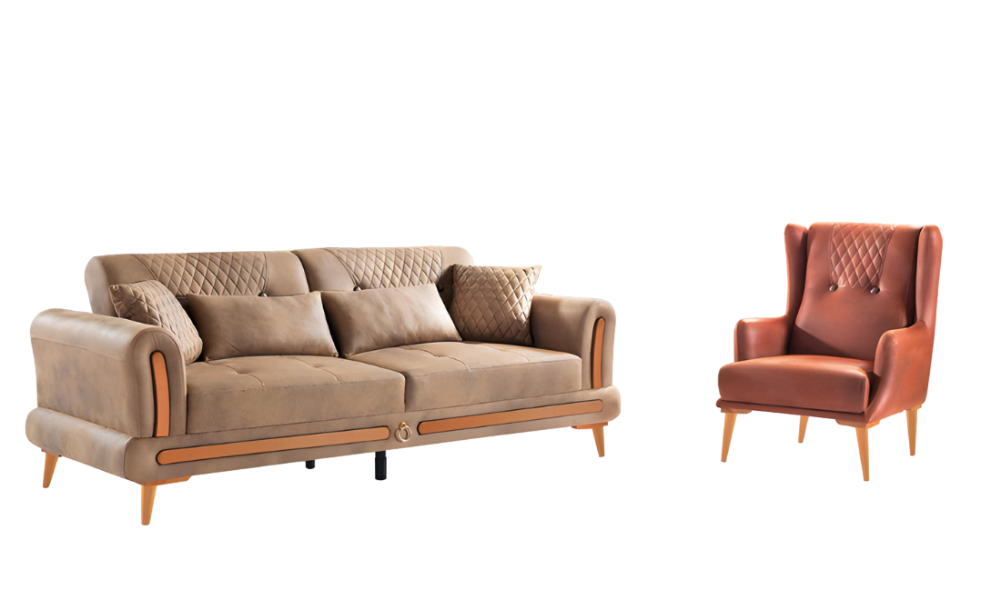 Luxury US Western sofa set couch loft furniture 3+1 seater sofa armchair 2-piece. New