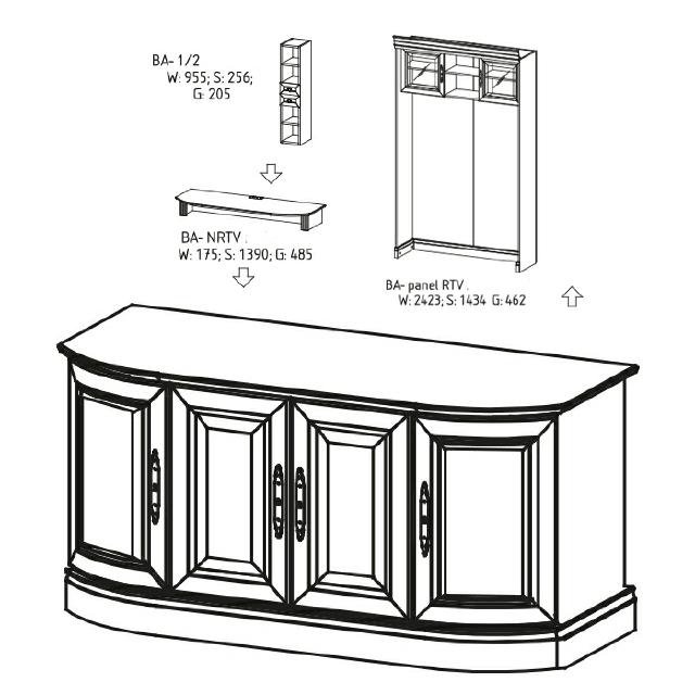 TV lowboard cabinet television table base RTV television cabinet BA-RTV 15