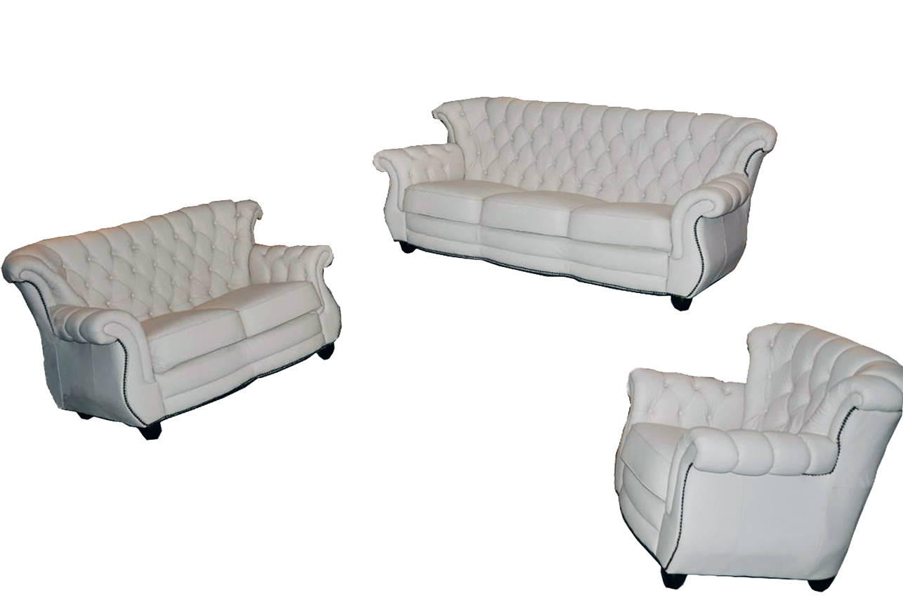Leather sofa seating group 3+2+1 couch sofa upholstery English style classic furniture