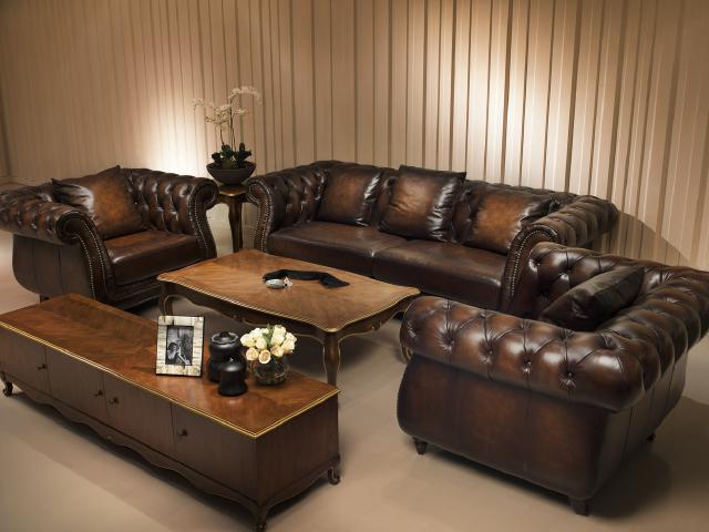 Chesterfield Upholstered Sofa Set Antique Style Sofa Upholstery 3+1+1 Set A911 Couch