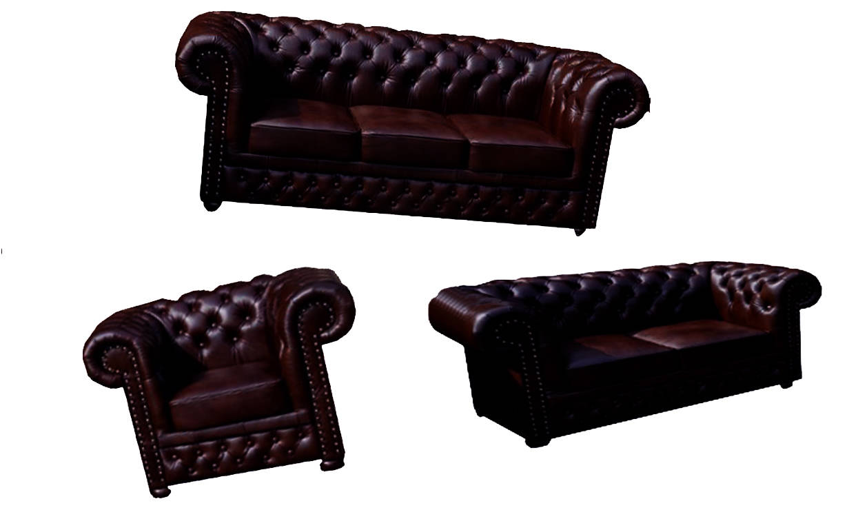 Chesterfield sofa set seat leather upholstery couch set classic CROMER