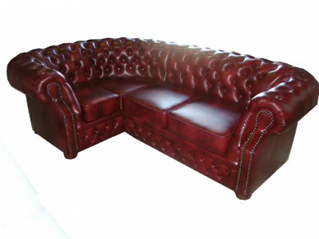 Chesterfield corner sofa corner couch upholstered seat fabric set living area Oxford