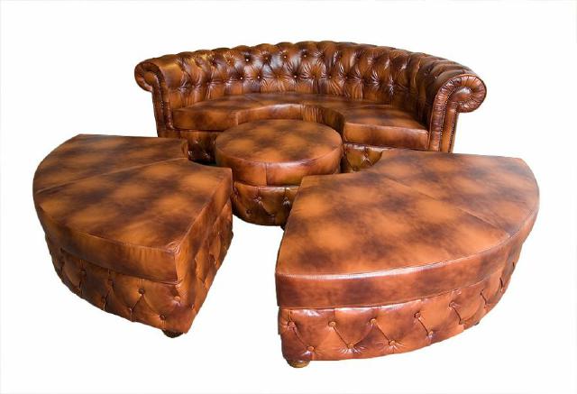 Chesterfield round sofa leather sofa corner sofa couch upholstered seat round sofa set