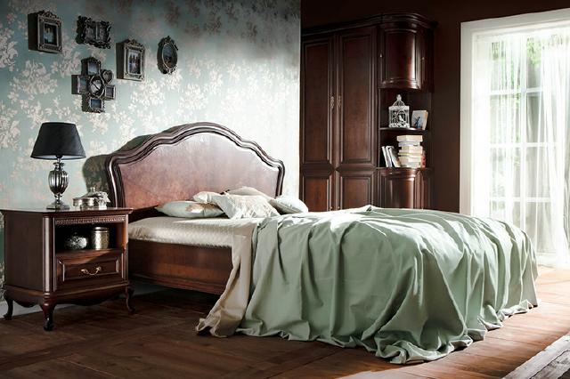 Classic bed, marriage bed, double bed, leather bed, Chippendale, bedroom Verona V