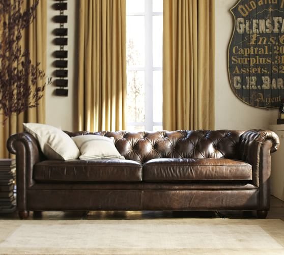 Chesterfield 3-seater 100% full leather antique upholstered sofa set genuine leather new